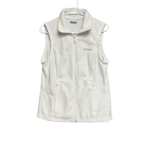 Columbia size medium Cozy White Fleece Vest front zippered pockets - Picture 1 of 7